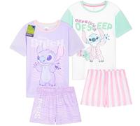 Get Trend Stitch Pijamas Niña Chica Paquete de 2 Pijama Manga Corta Niña con Shorts Ropa de Estar en Casa Regalos Niños (7-8 Años, Multi Stitch, 2)