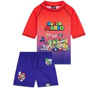 Get Trend Super Mario Conjunto Niño de Baño 7-13 Años, Camiseta Manga Corta UPF 50+ y Bañador Niño, Regalo para Piscina Playa (9-10 Años, Rojo/Azul Super Mario)