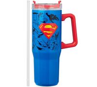 Get Trend Superman Vaso Termico Pajita y Tapa 940ml, Taza Acero Inoxidable Doble Pared, Botella Libre BPA Niños Adultos Reutilizable, Regalo Original (Azul Superman)