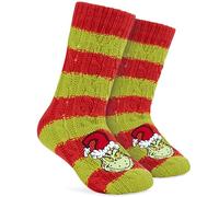 Get Trend The Grinch Calcetines Pantuflas Mujer Adolescente, Forro Polar Calcetin Antideslizante Tallas 35-41, Acogedor Regalo Mujer (35/41 EU, Rojo/Verde The Grinch)