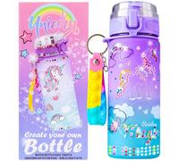 Get Trend Unicorn Decora tu Propia Botella Agua Niña Adolescente con DIY Kit Manualidades, 550ml Libre de BPA, Artesanías Gemas Stickers y Llavera (Multi Unicorn)
