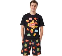 Get Trend Walkers Pijama Hombre Corto S-3XL, Algodón Conjunto Verano Hombre, Camiseta Manga Corta y Pantalón Corto, Ropa de Dormir Divertida, Regalo Original (3XL, Negro/Multi Walkers)