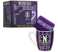Get Trend Wednesday Taza Ceramica & Calcetines Mujer Chica, EU 35-41, Taza Cafe Te 315ml Calcetines Divertidos, Set Regalo Adultos Adolescentes (Morado/Negro Wednesday)