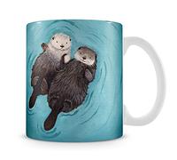 Getagift Otterly - Nutrias románticas tomados de la mano para el día de San Valentín, cumpleaños, boda, aniversario, café, té, taza de cerámica única de 11 onzas.
