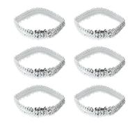 GETAJGHSD 12 Diademas Elásticas de Lentejuelas para Mujer, Elegantes y Delicadas, Diseño Cómodo y Brillo Plata para Uso Diario y Sesiones de Fotos