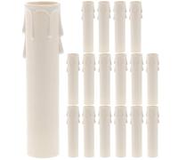 GETAJGHSD 20 Tubos de Manga de Goteo para Velas de Plástico Blanco, Funda Protectora para Portalámparas de Candelabro, Aspecto Realista y Reemplazo para Luces Decorativas Hogar