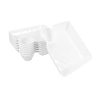 GETAJGHSD 8 Platos Cuadrados para Servir Snacks con Compartimento para Salsa, Bandejas de Pp Reutilizables para Fiestas y Reuniones, Plato para Patatas Fritas y Albóndigas, Vajilla