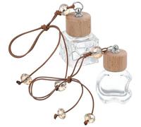 GETAJGHSD Botellas Difusoras de Perfume Vacías para Coche, 2 Pzas, Cristal y Madera, Pequeñas, Colgantes, Ambientador para Automóvil Fragancias, Difusor de Aceites Esenciales, Uso