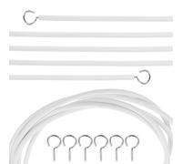 GETAJGHSD Juego de 2 Alambres para Colgar Cortinas Recubrimiento de PVC, 4 Tornillos de Ojo y 4 Ganchos Tipo Signo de Interrogación, Fácil Instalación para Ventanas y Cuadros