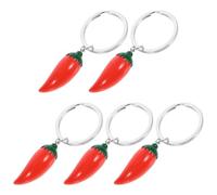 GETAJGHSD Llavero Colgante de Pimiento Rojo de Aleación, Simulación Realista y Diseño Único, Pack de 5 Piezas Adecuado para Fiestas y Ocasiones Obsequios