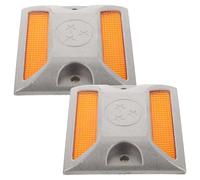 GETAJGHSD Marcadores Reflectantes de Aluminio Diseño Elevado para Mayor Visibilidad Nocturna, Paquete de 2 Unidades para Carretera y Caminos para Superficies