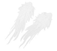 GETAJGHSD Parches Bordados Alas de Ángel Blancos para Coser, Apliques de Encaje Multilayer para Manualidades, Decoración de Ropa y Accesorios, 1 Par de Adornos para DIY de Costura