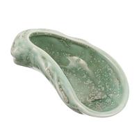 GETAJGHSD Plato de Cerámica para Ostras Verde Ice Crackle, Bandeja Vintage para Servir Aperitivos, Postres y Platos Fríos, Decoración Concha de Ostra, Adecuado para Reuniones y Hogar