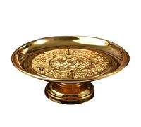 GETAJGHSD Plato de Frutas Dorado de Aleación Estilo Retro para Ofrendas Templo, Bandeja Decorativa Ahorradora de Espacio y Suministros Budistas
