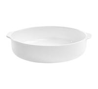 GETAJGHSD Plato de Porcelana Ósea Blanco 7 Pulgadas Redondo con Doble Asa, Fuente de Cerámica para Horno Resistente al Calor, Apto Microondas y Lavavajillas para Servir y Cocinar