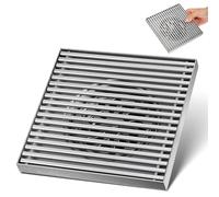 GETAJGHSD Rejilla Cuadrada de Acero Inoxidable 15 X 15 CM Cierre Antiolor y Barra Sólida para Desagüe Exterior en Jardín, Terraza y Patio, Compatible Tubos 100/110 MM