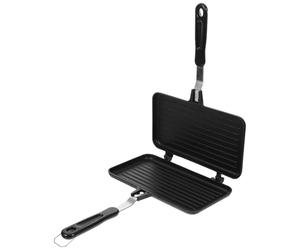 GETAJGHSD Sartén Doble Cara para Sándwich y Tortillas Diseño Metálico, Herramienta para Cocinar al Aire Libre Cocinas sin Electricidad