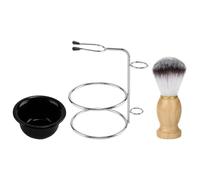 GETAJGHSD Soporte de Cepillo para Barba y Cuenco de Afeitar de Acero Inoxidable, Juego de Afeitado para Hombre Brocha de Nylon y Mango de Madera de Haya, Color Amarillo, Kit para Cuidado