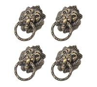 GETAJGHSD Tiradores para Muebles de Estilo Chino Vintage, 4 Piezas de Manijas Diseño de Cabeza de León en Bronce, Tamaño 6,8 X 4,2 CM, para Puertas de Armarios y Cajoneras Hogar