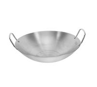 GETAJGHSD Wok de Acero Inoxidable Doble Mango Aislante y Fondo Redondo para Cocinas de Inducción y Vitrocerámica, Sartén Grande de 28 CM para Uso Doméstico