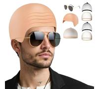 GETBSTOOP Conjunto calvo de 7 partes para adultos y tono calvo de látex para niños y niños, accesorios de disfraces de Halloween para teatro y cosplay, incluidas las redes para el cabello en la piel y