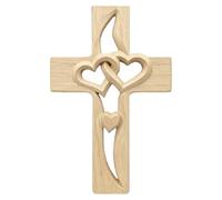 GETBSTOOP Cruz de Matrimonio - Cruz de Corazón Entrelazado Tallada a Mano, Decoración de Pared con Arte en Madera y Recorte de Corazón para Boda, Día de San Valentín, Decoración de Amor