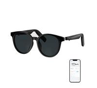 GetD Gafas Bluetooth, gafas inteligentes de oreja abierta, gafas de sol polarizadas redondas grandes, gafas de audio Bluetooth 5.4, antifugas de sonido, reducción de ruido de llamada, lente de