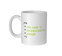 getDigital The Code is Documentation Enough - Taza de café perfecta para programadores, administradores de TI, informáticos y geeks informáticos, 300 ml de cerámica