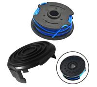 Getdoublerich Bobina y cubierta de repuesto para recortadora Harbor Bauer 20115E-B, línea de nailon de 1,65 mm, 27 pies, doble capa, negro y azul, paquete de 4