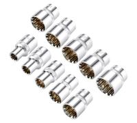 Getdoublerich Cabezal de enchufe corto de espejo de 12 puntos, adaptador de acero al cromo vanadio de 1/2 pulgada para llave de trinquete Torx, acabado plateado
