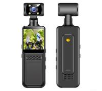 Getdoublerich Cámara de clip corporal 4K, grabadora de acción portátil con grabación de audio y bucle, cámara de bolsillo de mano