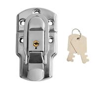 Getdoublerich Cerradura de metal resistente con 2 llaves, hebilla de caja de hierro cromado para maletas, armarios, maletas, taquillas, color plateado, 50 x 89 mm