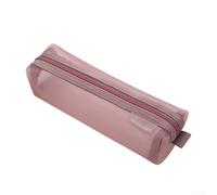 Getdoublerich Estuche de malla transparente de gran capacidad para artículos de papelería y almacenamiento de cosméticos, organizador de malla de nailon para oficina y uso escolar (rosa)