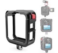 Getdoublerich Jaula de cámara de aleación de aluminio para MAX 2 con cubierta de lente de silicona y puerta de batería, marco protector ligero para cámara de acción, color negro