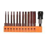 Getdoublerich Juego de 12 brocas de cabeza hexagonal de 60 mm, puntas de destornillador de acero de 1/4 pulgadas, destornillador de enchufe para aplicaciones de herramientas eléctricas