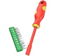 Getdoublerich Juego de destornilladores aislados VDE de 1000 V con puntas magnéticas, mango ergonómico antideslizante, kit de herramientas de electricista de aleación de acero para brocas PH/Torx/Hex
