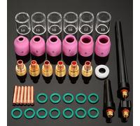 Getdoublerich Kit de 40 piezas de antorcha de soldadura TIG con lente de gas, pinzas y copas para WP-9/20/25, compatible con Lincoln PTA-9 y Miller DB9