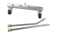 Getdoublerich Limpiador de tren de rodaje para lavadora a presión 1500-4000 PSI, escoba giratoria de 360° con 4 boquillas y ruedas, herramienta de limpieza de aleación de aluminio para coches