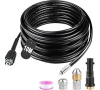 Getdoublerich Manguera de limpieza de tuberías de alta presión de 10 m, 180 bar, con boquilla giratoria, limpiador de desagües para Kärcher K2-K7, kit de chorro de alcantarillado de PVC