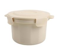 Getdoublerich Olla arrocera para microondas, recipiente portátil de polipropileno para cocinar arroz, pasta, verduras, apto para lavavajillas, herramienta de cocina para viajes de oficina, color beige