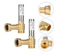 Getdoublerich Paquete de 2 pararrayos de martillo de agua en ángulo de 3/4 pulgadas para lavadora, amortiguador de acero inoxidable y latón sin plomo, reduce el ruido en las válvulas de suministro y