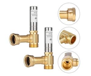 Getdoublerich Paquete de 2 pararrayos de martillo de agua en ángulo de 3/4 pulgadas para lavadora, amortiguador de acero inoxidable y latón sin plomo, reduce el ruido en las válvulas de suministro y