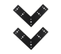 Getdoublerich Paquete de 2 soportes planos de acero en forma de L de 10 x 10 pulgadas, placa de reparación recubierta de negro de 3 mm de grosor, soporte de ángulo recto de grado industrial para