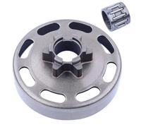 Getdoublerich Piñón de tambor de embrague de 6 dientes de 3/8 pulgadas para motosierra 135 135E 140 140E, sustituye a 578257101 505441501, aleación de aluminio gris