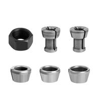 Getdoublerich Portabrocas M17 de 6 piezas, adaptador de broca de enrutador con tuerca para máquina de corte de grabado, soporte de herramientas eléctricas para enrutamiento