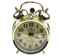 Getdoublerich Reloj despertador mecánico de herradura, dorado, cuerda manual, reloj de escritorio de metal vintage con diseño de barra, bonita decoración de habitación, 7 cm