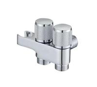 Getdoublerich Válvula angular de aleación de zinc con doble salida, entrada y salida G1/2 pulgadas para cabezal de ducha, inodoro, fregadero y lavabo, cromado o gris