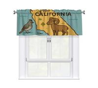 Geteruichi Cenefa de ventana de 54 x 18 pulgadas, diseño de mapa de California, osos marrones, con bolsillo para barra, para cocina, baño, sótano