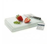 getgastro Juego de 4 tablas de cortar de cristal de 25 x 15 cm, transparente, tabla de cortar de cristal, placa de cocina, tabla de cortar, placa de cristal resistente al calor