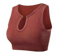 Getheyshape Me Up Crop Top, Built-in Shaping, Gathered Beautiful Back Sexy Sleeveless for Women Strap Tank Tops, marrón, M